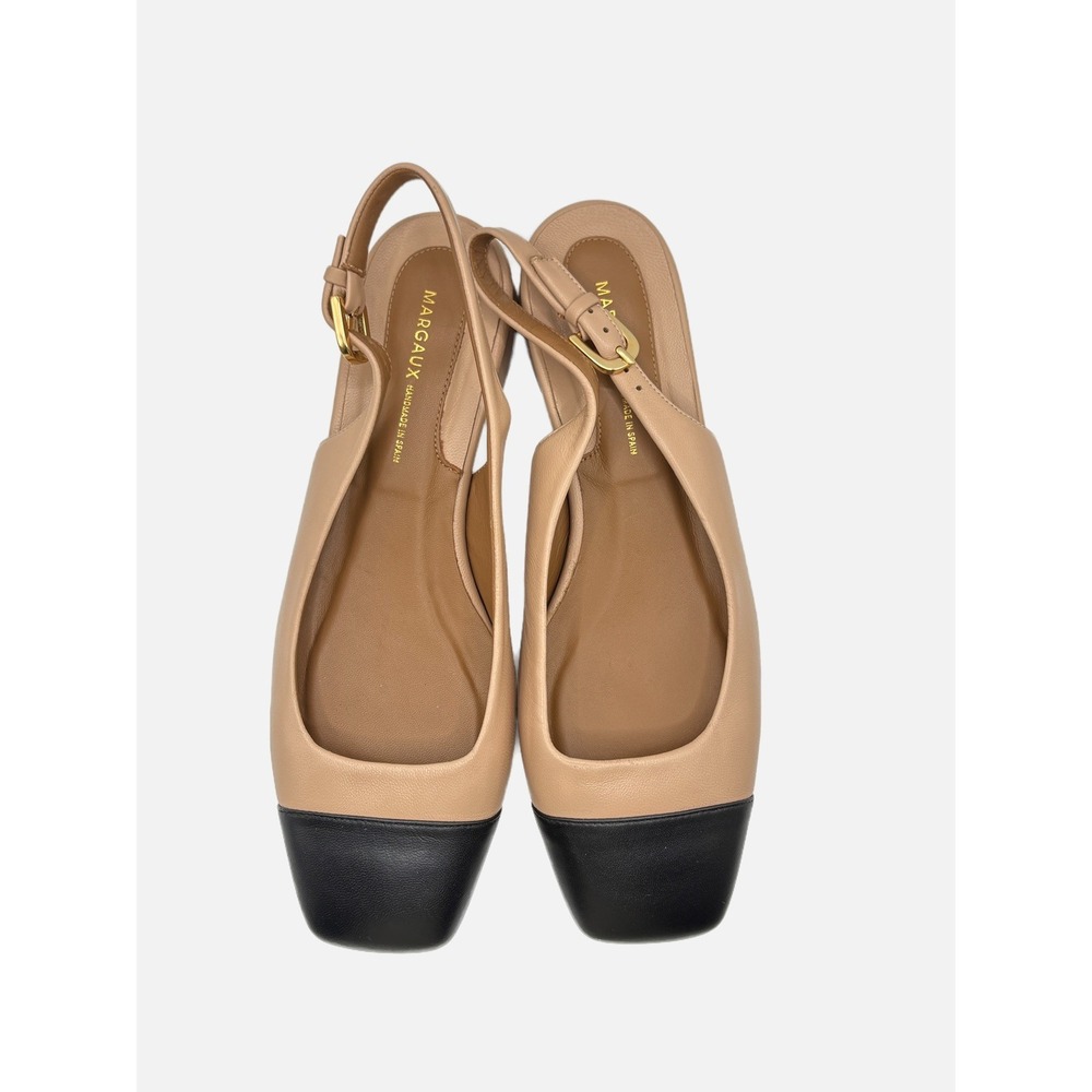 Margaux Two-Tone Slingback Flats Black Beige Square Toe Size 39 = US 8.5-9 $395